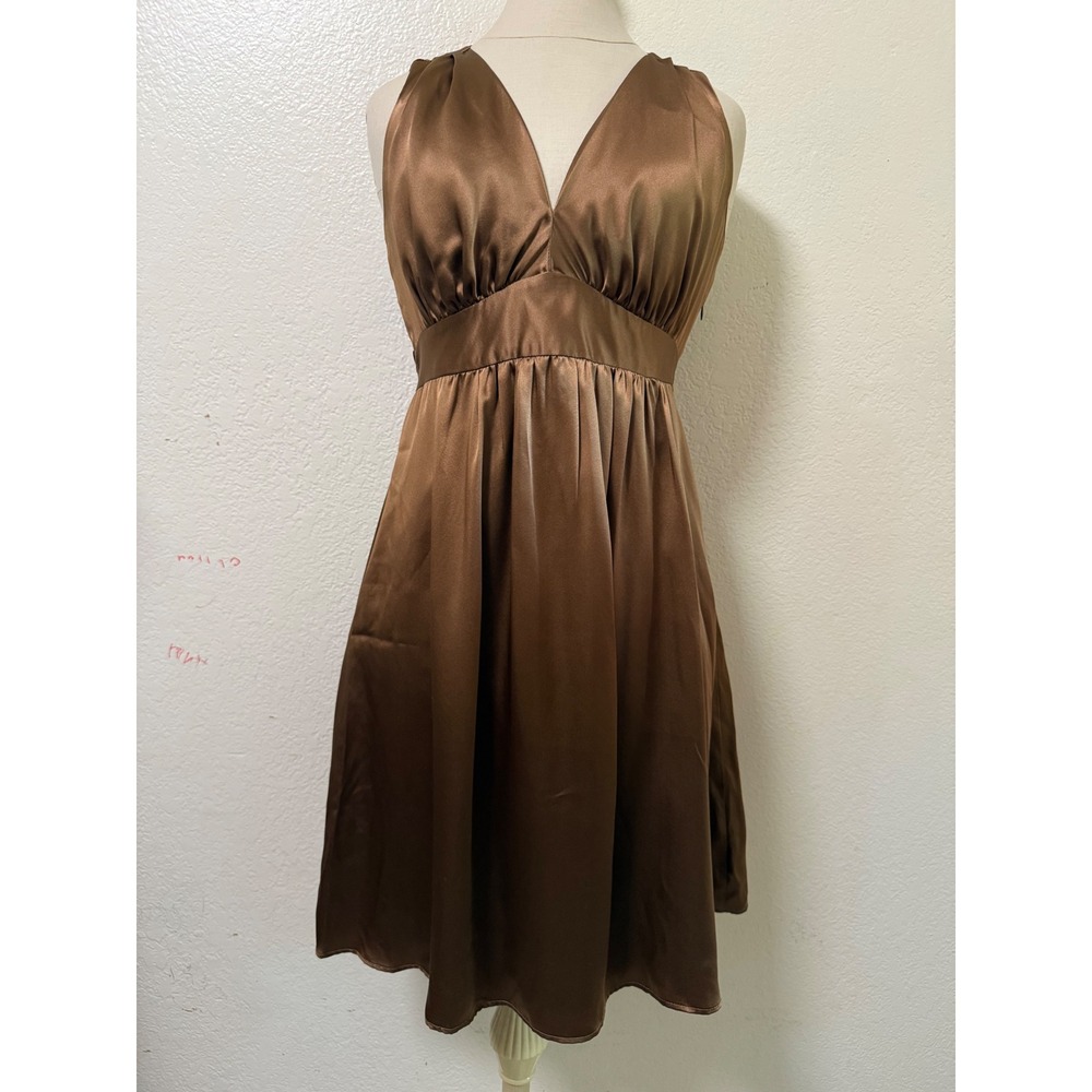 Liz Lange Maternity The Collection Christina Silk Dress Brown Size 1 (2/4) NWT
